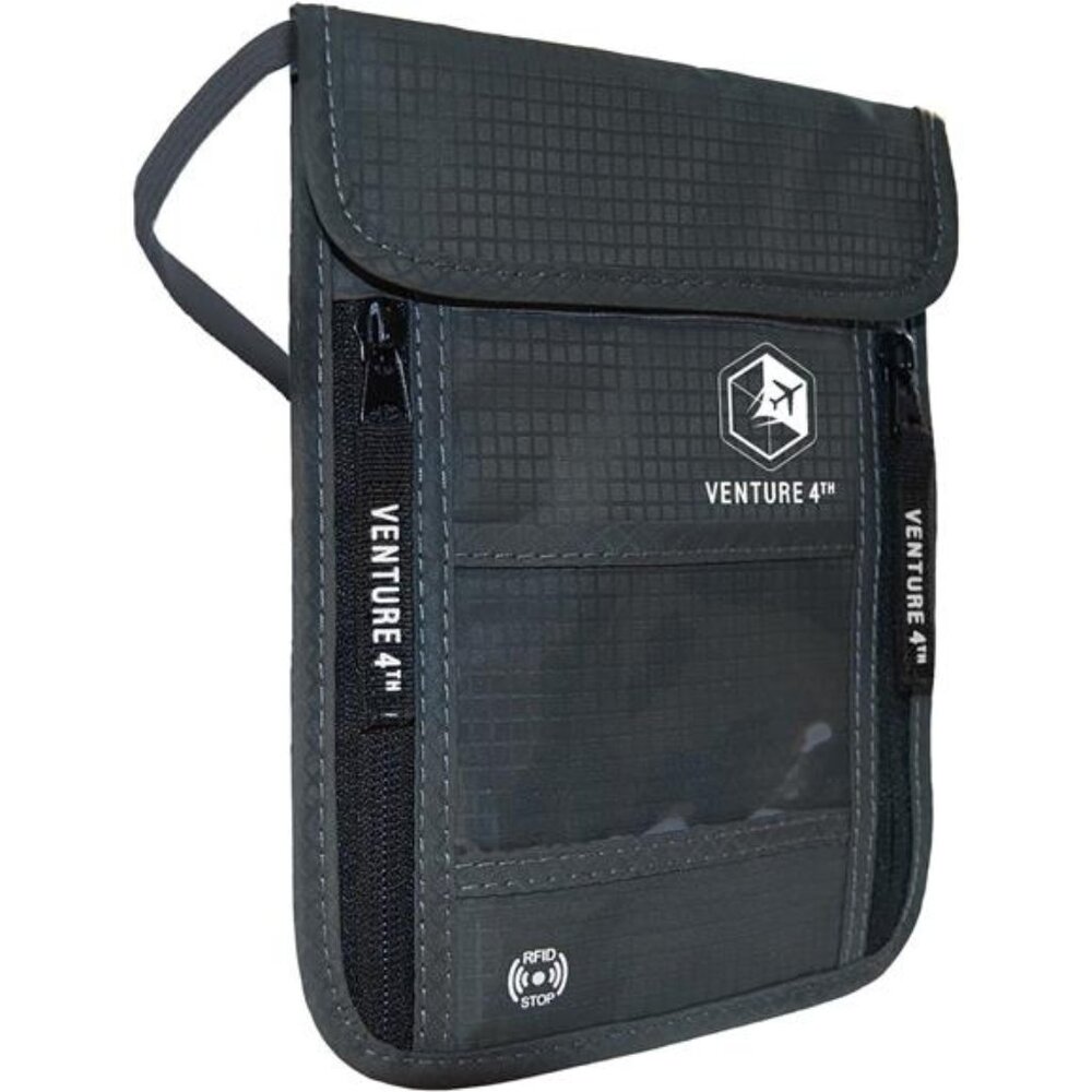 4TH Passport Holder Neck Wallet with RFID Blocking Nylon Lining